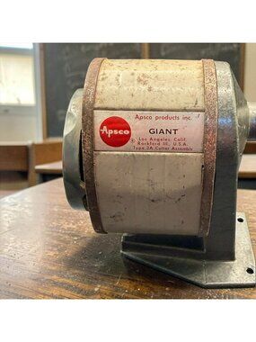 Apsco Giant Vintage Manual Pencil Sharpener Heavy-Duty Metal Wall Base Mount